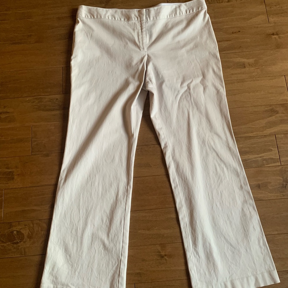 Cotton Blend Pants - creme with white lines